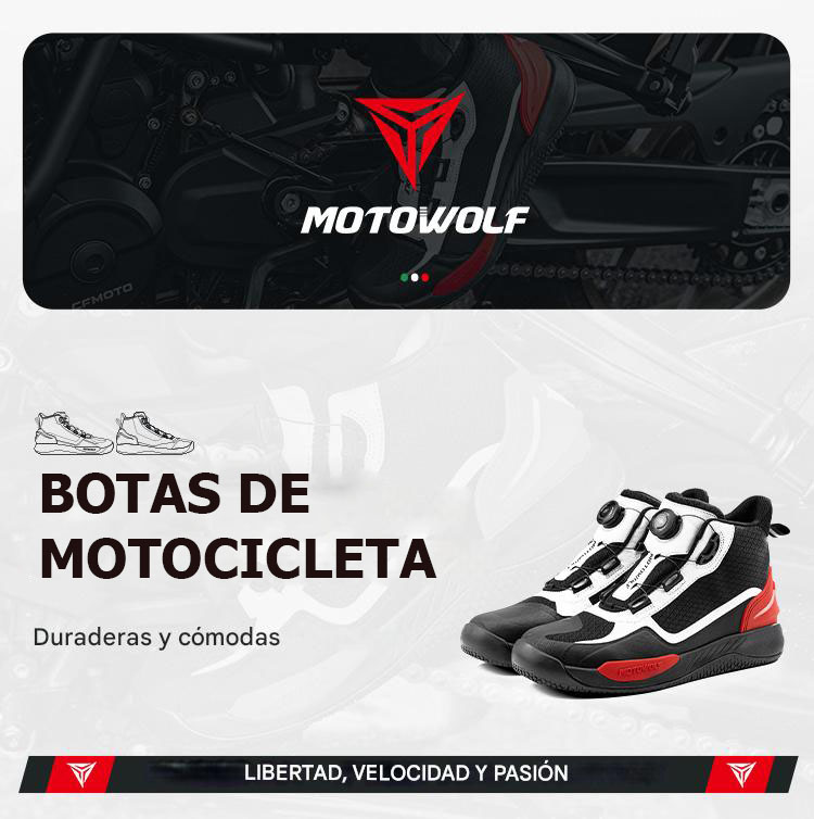 BOTAS DE MOTO MOTOWOLF MDL0203 ANTIDESLIZANTES EN COLOR ROJO - 4
