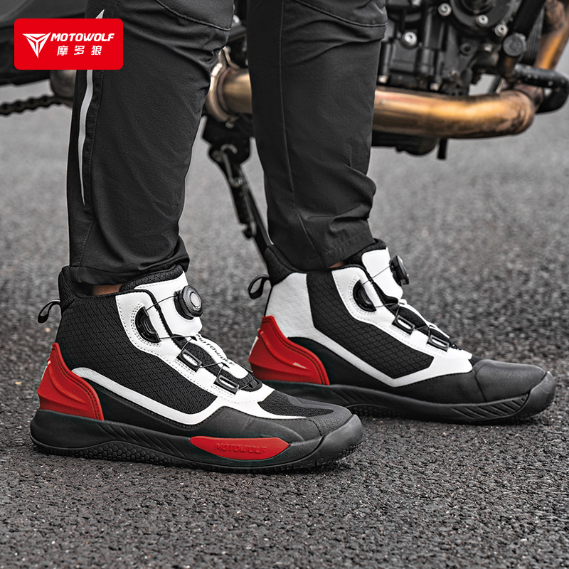 BOTAS DE MOTO MOTOWOLF MDL0203 ANTIDESLIZANTES EN COLOR ROJO - 11