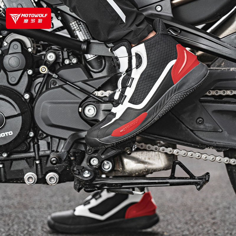BOTAS DE MOTO MOTOWOLF MDL0203 ANTIDESLIZANTES EN COLOR ROJO - 12