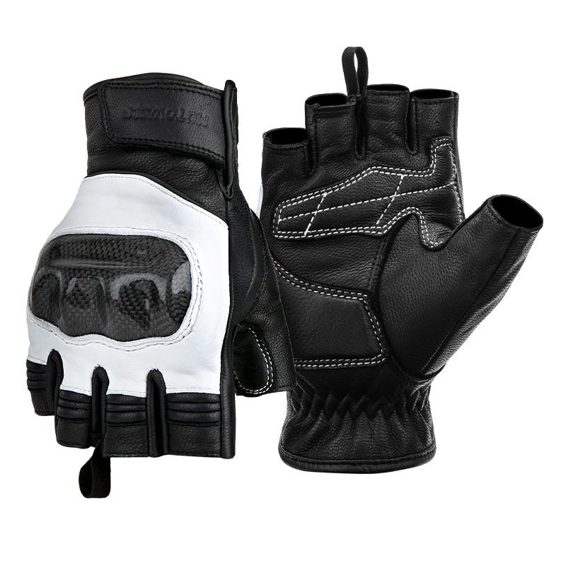GUANTES DE MEDIO DEDO DE CUERO PARA MOTOCILCIMO MOTOWOLF 0334B - 1