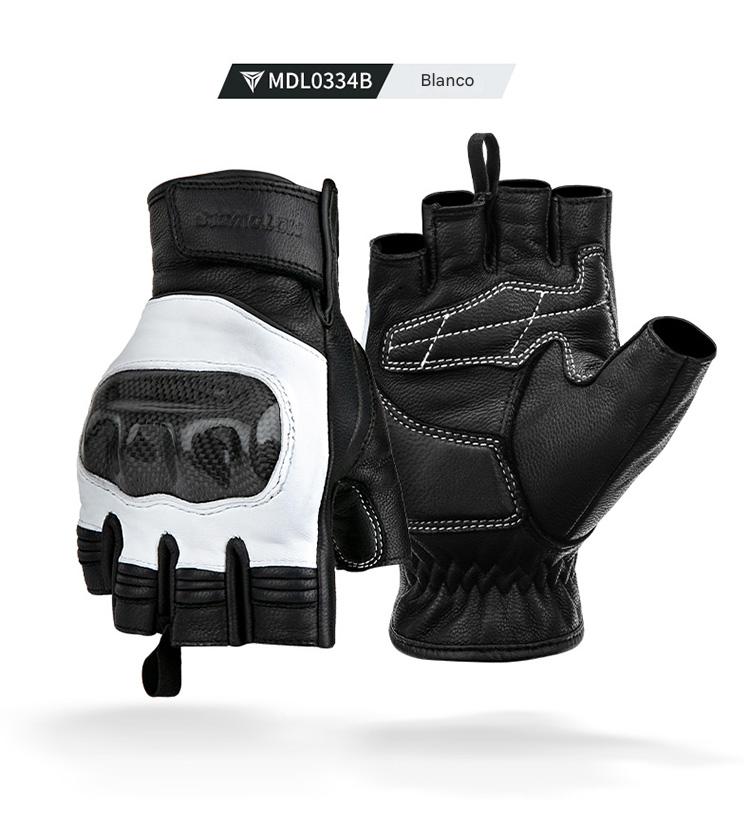 GUANTES DE MEDIO DEDO DE CUERO PARA MOTOCILCIMO MOTOWOLF 0334B - 10