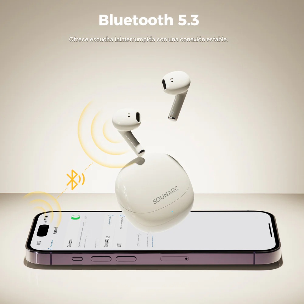 AUDIFONOS SEMI IN EAR, BLUETOOTH 5.3, IPX5, 20 H, SOUNARC Q3 COLOR BEIGE - 9