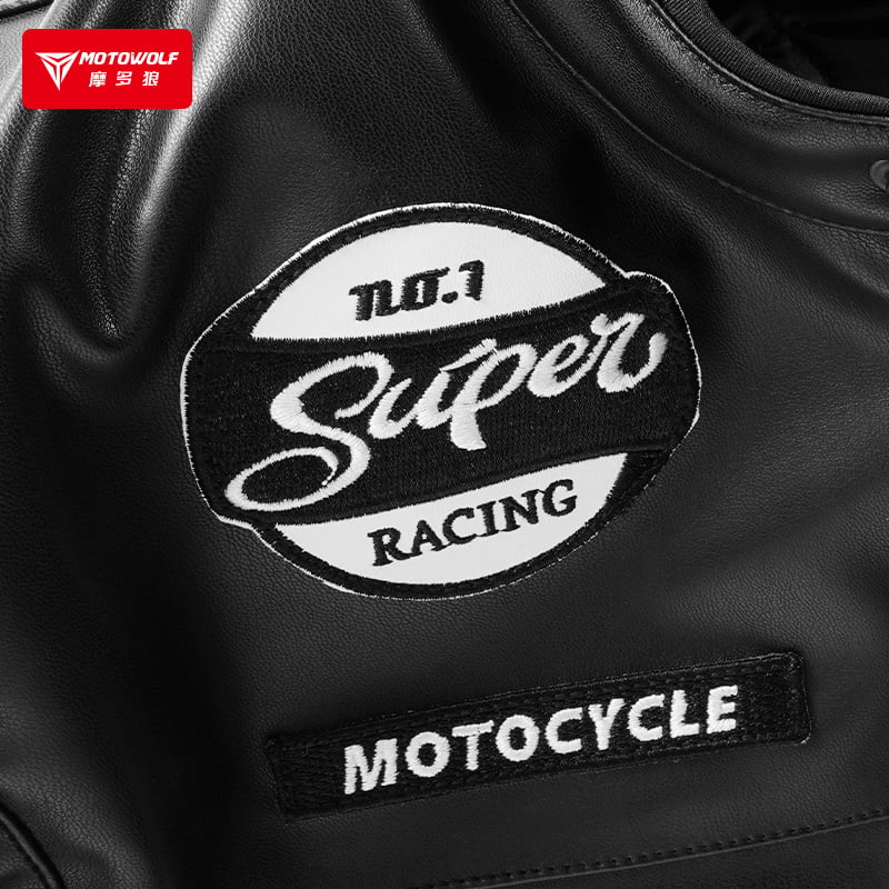 CHAQUETA MOTO HOMBRE CUERO PU INVIERNO CON PROTECCION CE MOTOWOLF - 2
