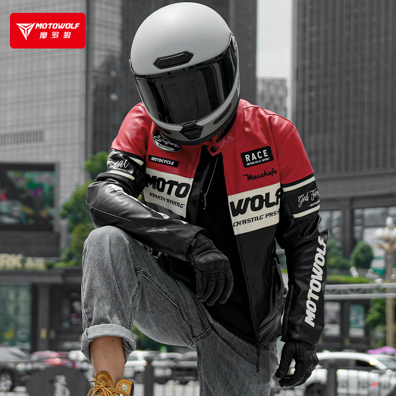 CHAQUETA MOTO HOMBRE CUERO PU INVIERNO CON PROTECCION CE MOTOWOLF - 8