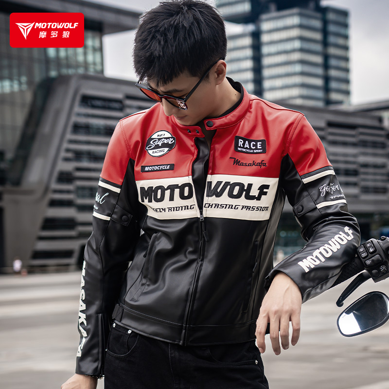 CHAQUETA MOTO HOMBRE CUERO PU INVIERNO CON PROTECCION CE MOTOWOLF - 11