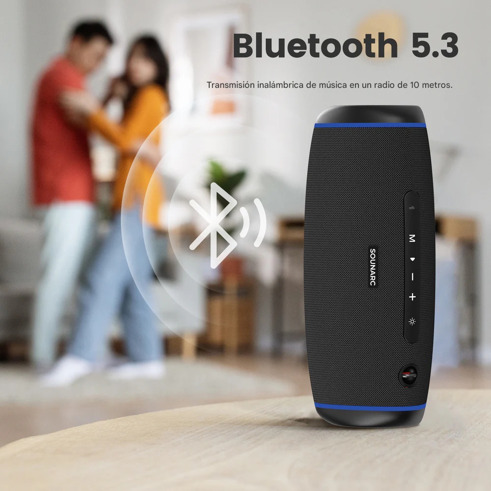 PARLANTE DE EXTERIOR BLUETOOTH 5.3, 40 W, IPX6, RGB, TWS, 15 H, SOUNARC R1 - 2
