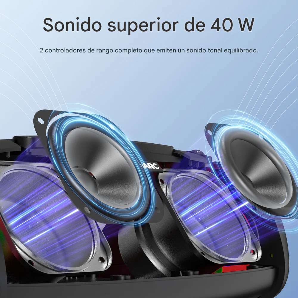 PARLANTE DE EXTERIOR BLUETOOTH 5.3, 40 W, IPX6, RGB, TWS, 15 H, SOUNARC R1 - 6