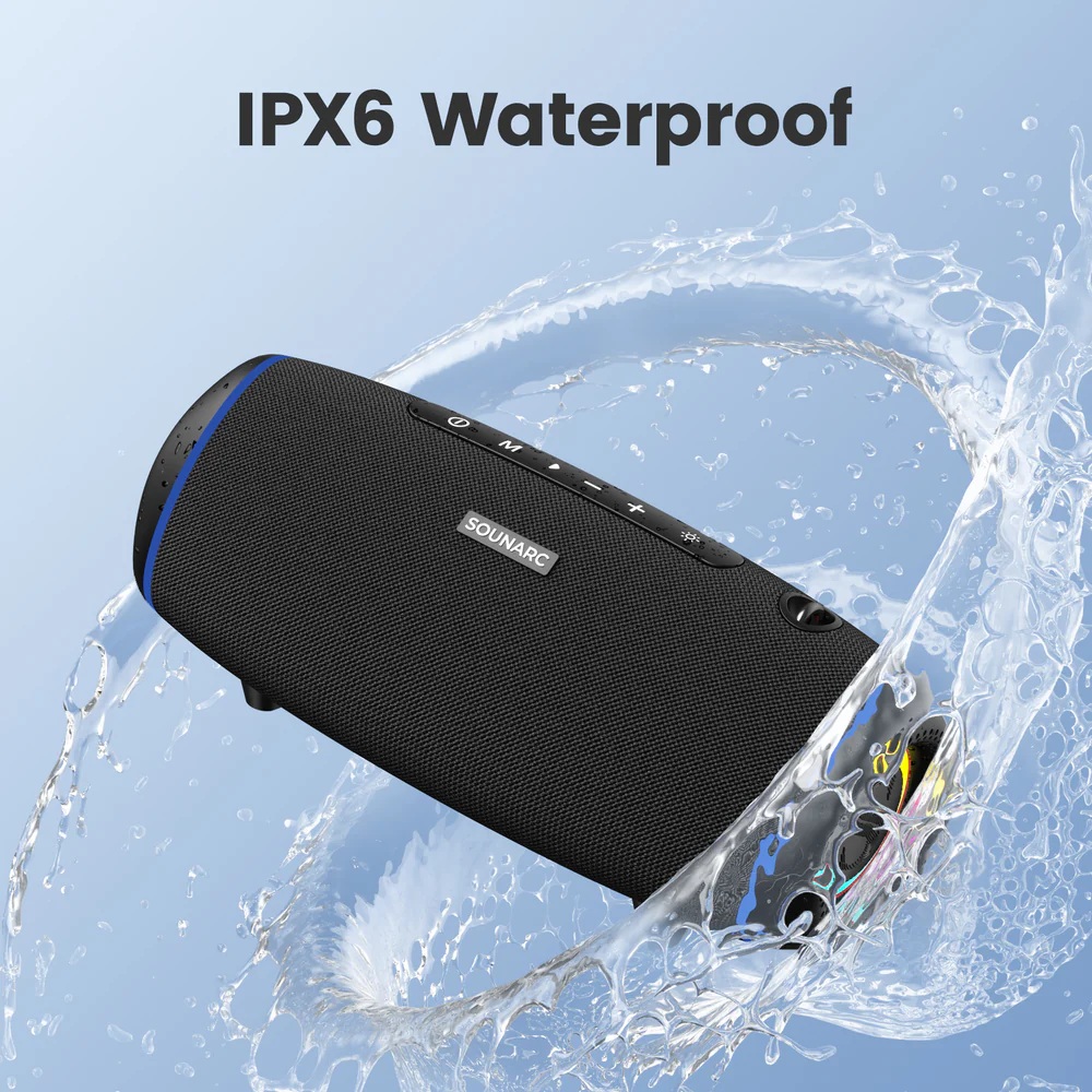 PARLANTE DE EXTERIOR BLUETOOTH 5.3, 40 W, IPX6, RGB, TWS, 15 H, SOUNARC R1 - 8