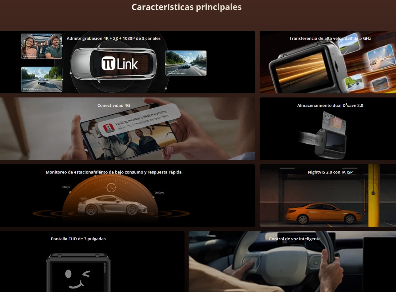 DDPAI Z60 KIT 3 CAMARAS PARA AUTO FRONTAL 4K TRASERA 1080P INTERIOR 2K WI-FI 6 GPS ADAS NIGHTVIS - 6