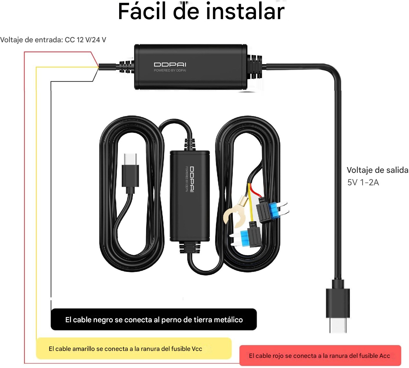 DDPAI DC002 KIT DE CABLEADO INTELIGENTE PARA  Z50 PRO, Z60, Z60 PRO, MINI2X, N2 - 5
