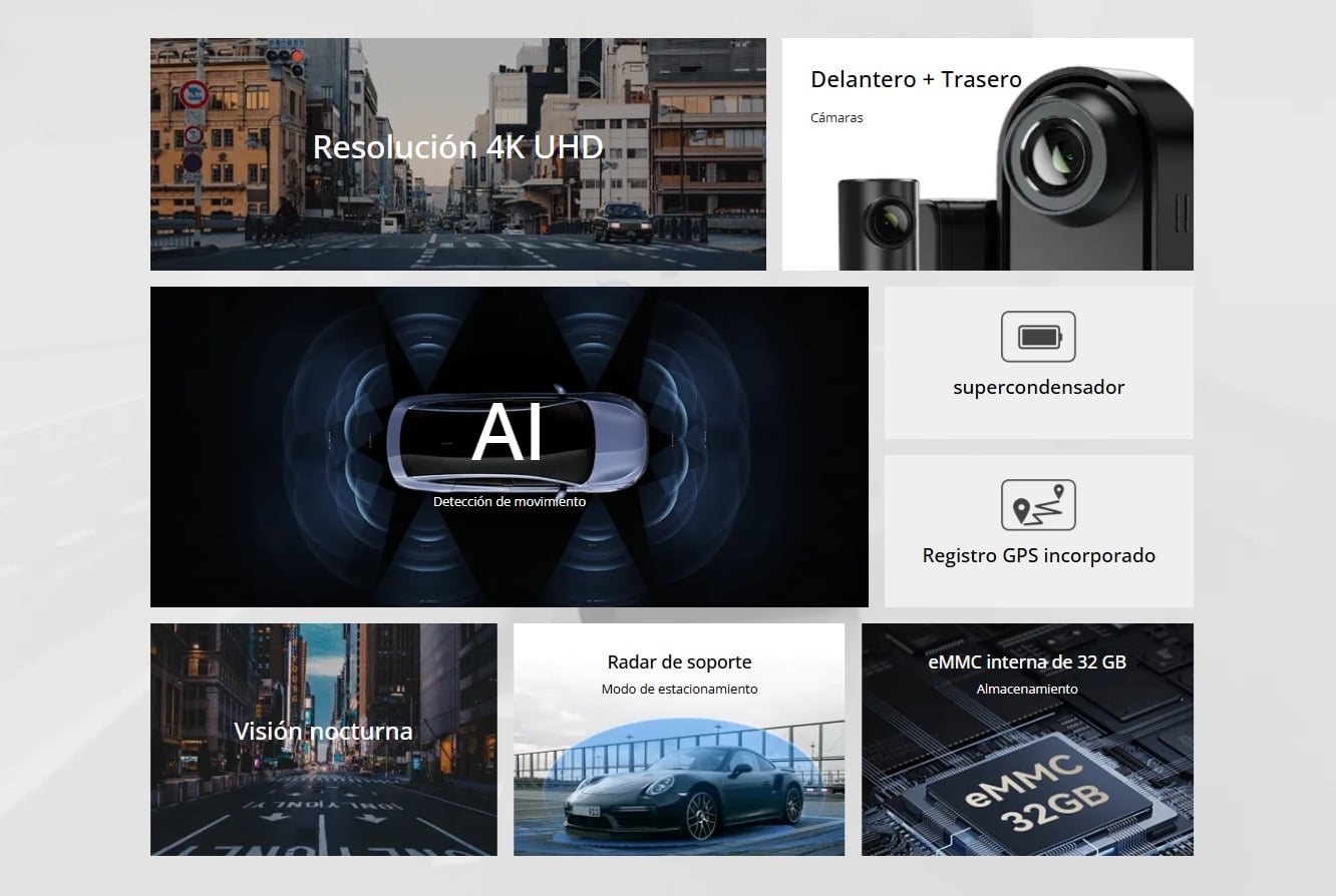 DDPAI N5 DUAL CAMARA DE VEHICULO DUAL 4K FRONTAL 1080P TRASERA GPS Y ADAS - 5