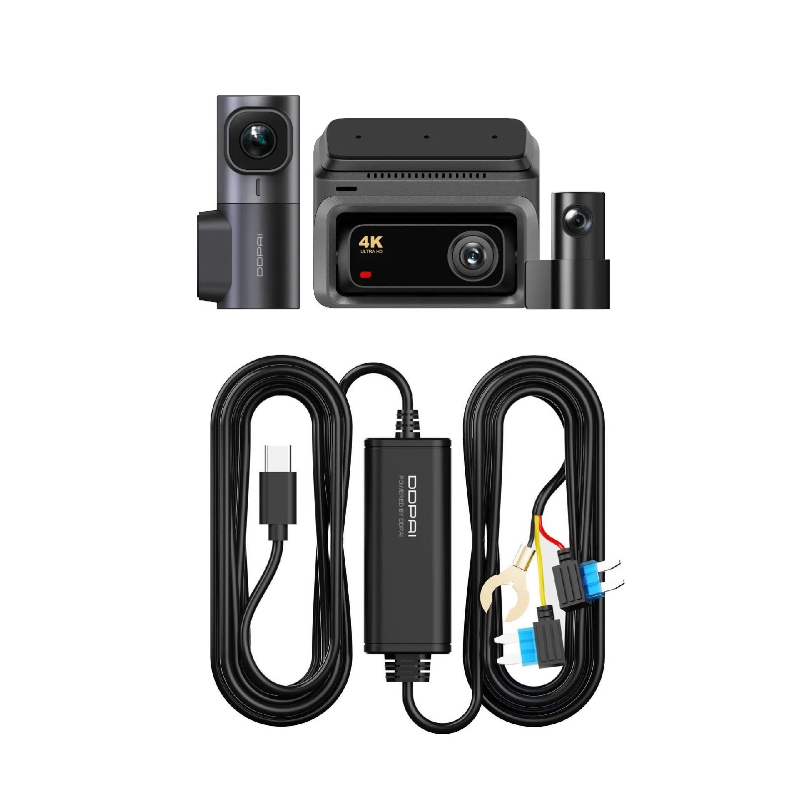 PACK DDPAI Z60 3 CAMARAS AUTO FRONTAL 4K INTERIOR 2K TRASERA 1080P KIT DE CABLEADO DDPAI DC002 - 1