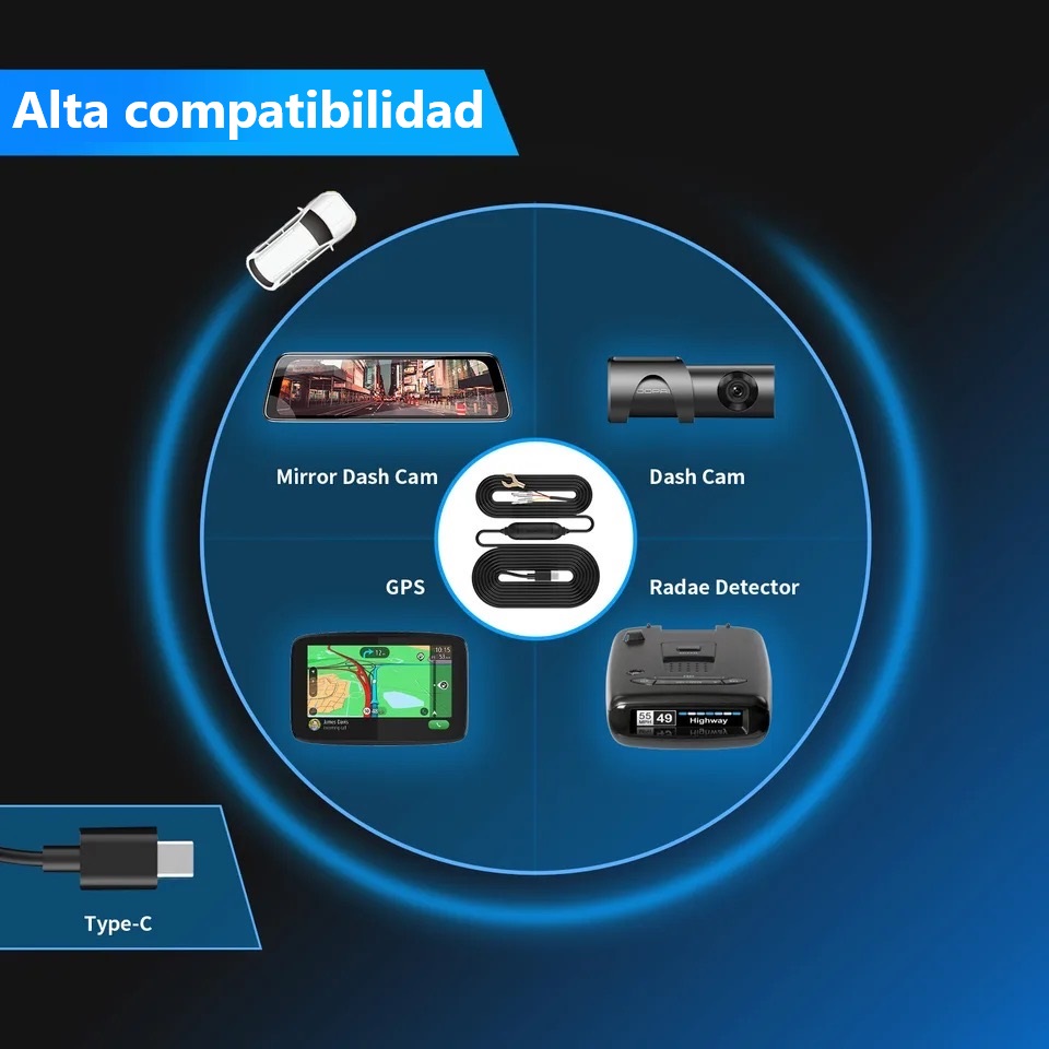DDPAI A_HC12 KIT DE CABLEADO ENERGIA TIPO C PARA CAMARAS DDPAI
