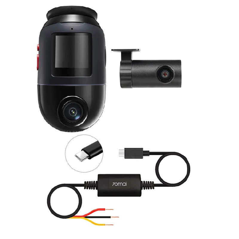 SET CAMARA PARA VEHICULO FRONTAL 360° 4K HDR 60FPS TRASERA 1080P 70MAI X800-2 + KIT UP03 - 1