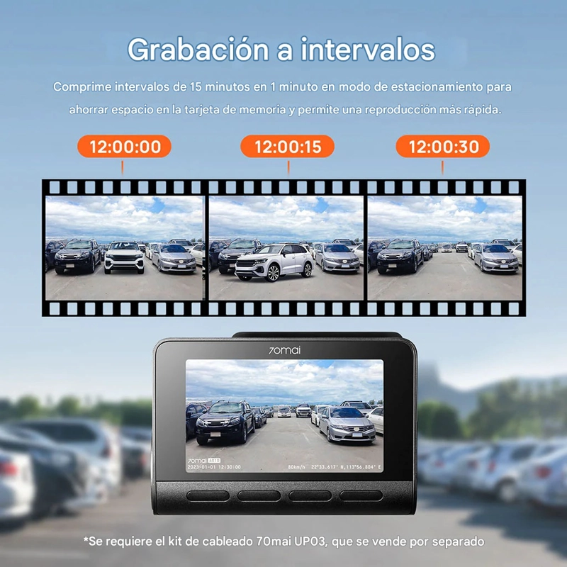 CAMARA PARA VEHICULO 4K HDR GPS ADAS WIFI VN 70MAI A810 + KIT UP04 - 3