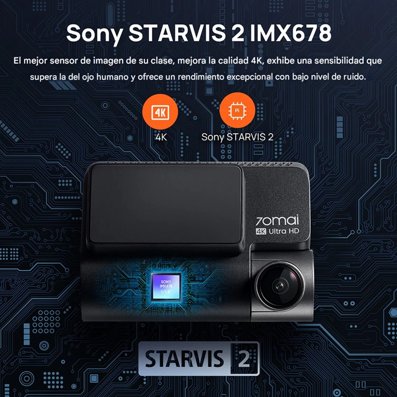 CAMARA PARA VEHICULO 4K HDR GPS ADAS WIFI VN 70MAI A810 + KIT UP04 - 8
