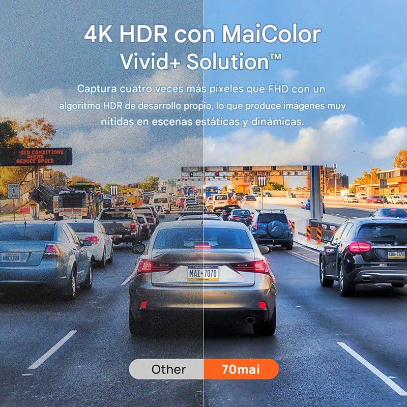 CAMARA PARA VEHICULO 4K HDR GPS ADAS WIFI VN 70MAI A810 + KIT UP04 - 9