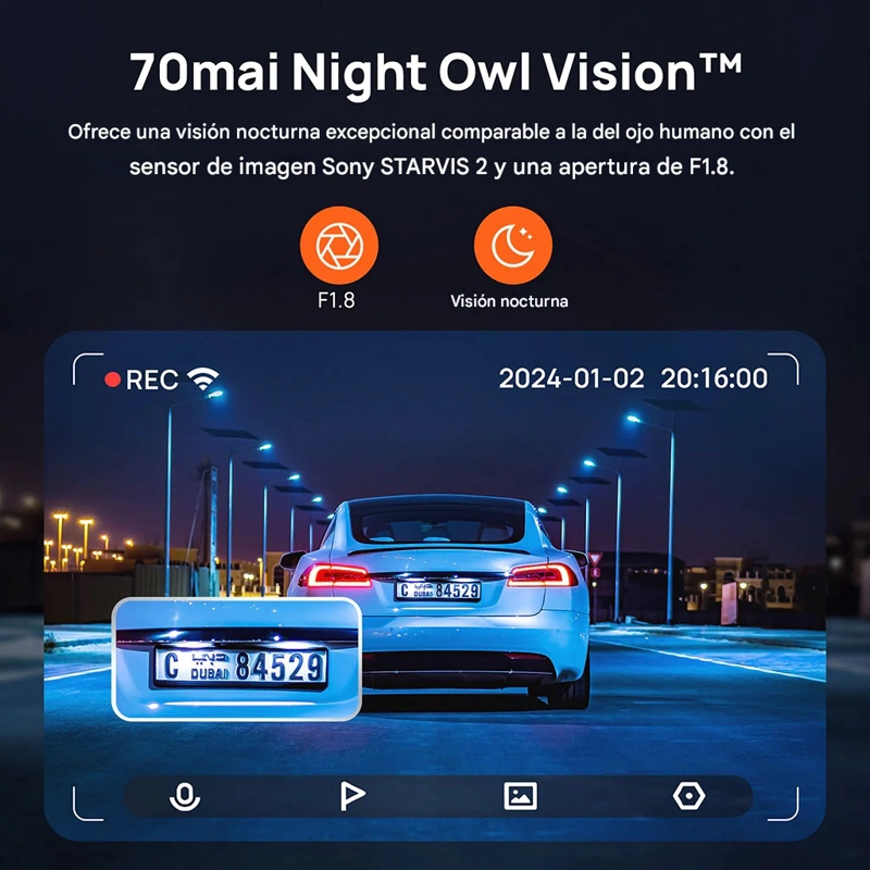 CAMARA PARA VEHICULO 4K HDR GPS ADAS WIFI Y VISION NOCTURNA 70MAI A810 - 9