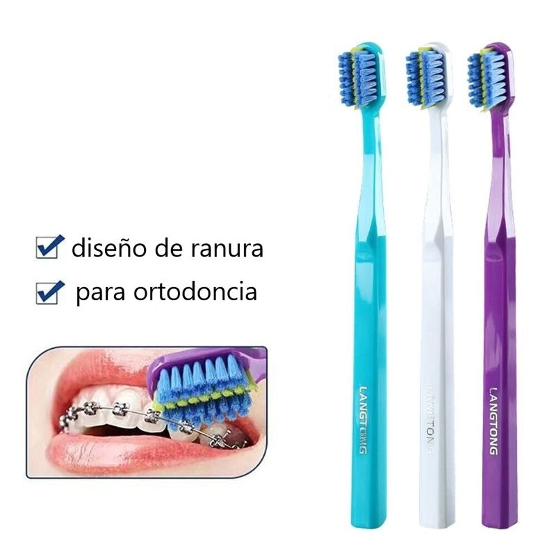 PACK 3 CEPILLOS DE DIENTES PARA ORTODONCIA LANGTON - 4