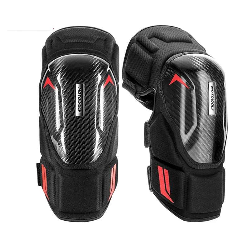 RODILLERAS PARA MOTOCICLISMO DE FIBRA CARBONO MOTOWOLF 1037 - ROJO - 3