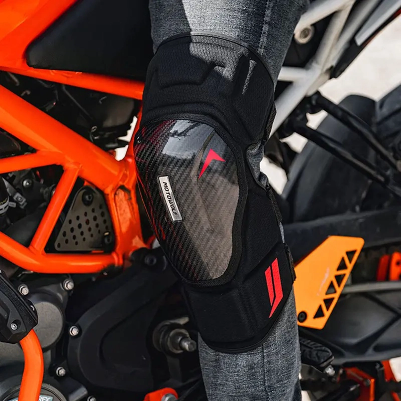 RODILLERAS PARA MOTOCICLISMO DE FIBRA CARBONO MOTOWOLF 1037 - ROJO - 5