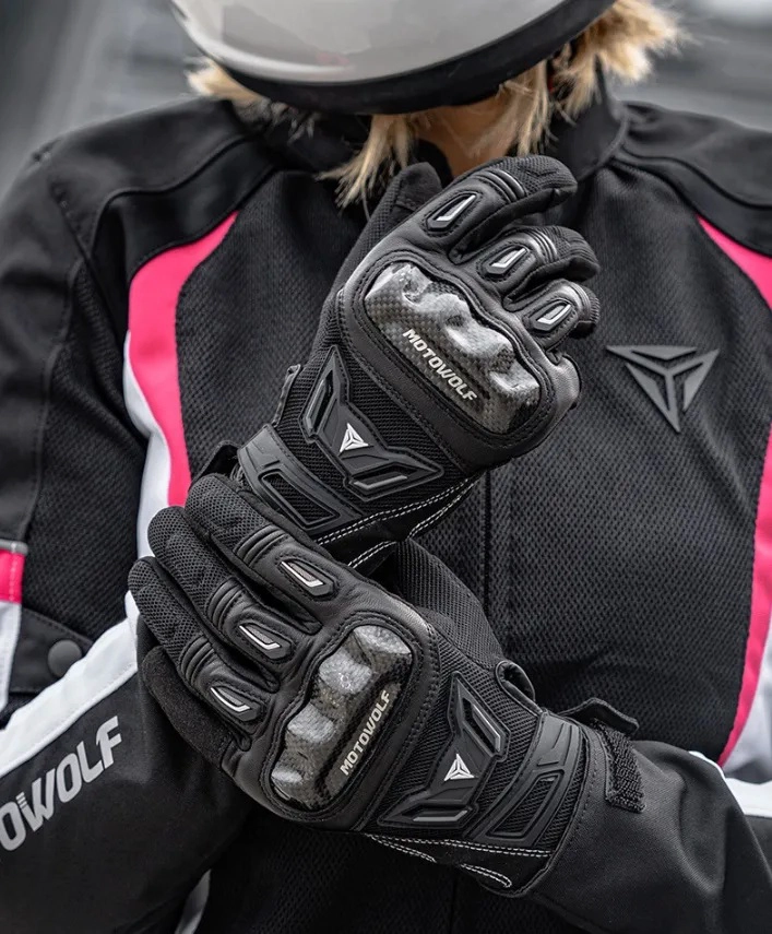 GUANTES DE MUJER PARA MOTOCICLISMO MOTOWOLF 0330B - NEGRO - 6