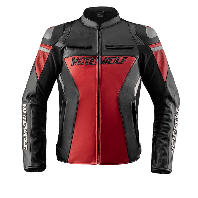 CHAQUETA DE CUERO CLASICA PARA MOTOCICLETA PROTECCIONES CE1 MOTOWOLF JM2 - 2