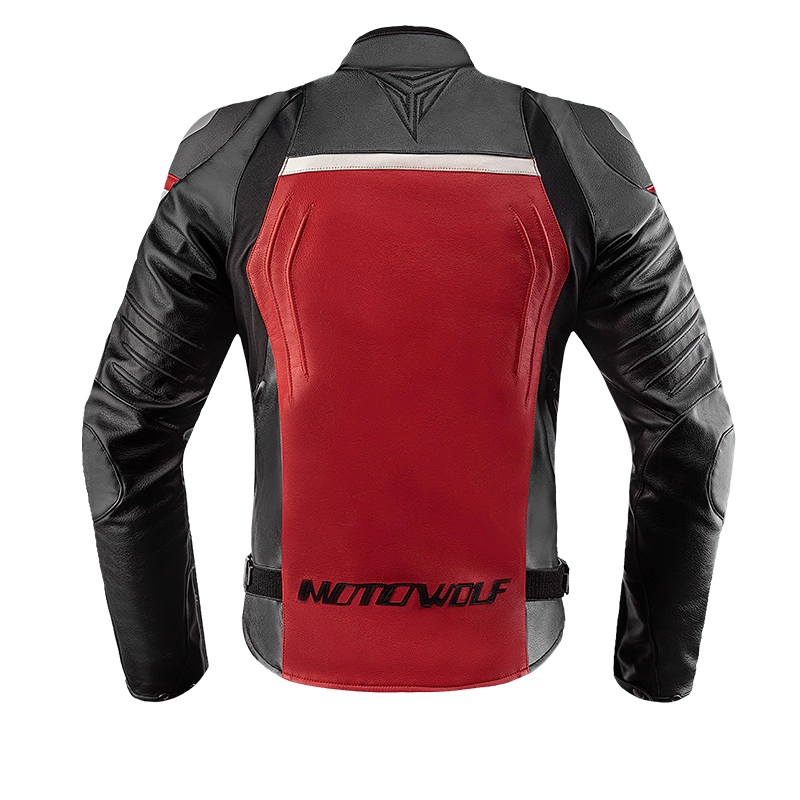 CHAQUETA DE CUERO CLASICA PARA MOTOCICLETA PROTECCIONES CE1 MOTOWOLF JM2 - 3