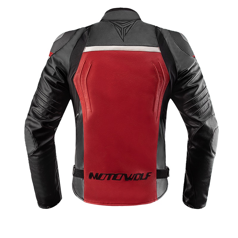 CHAQUETA DE CUERO CLASICA PARA MOTOCICLETA PROTECCIONES CE1 MOTOWOLF JM2 - 3