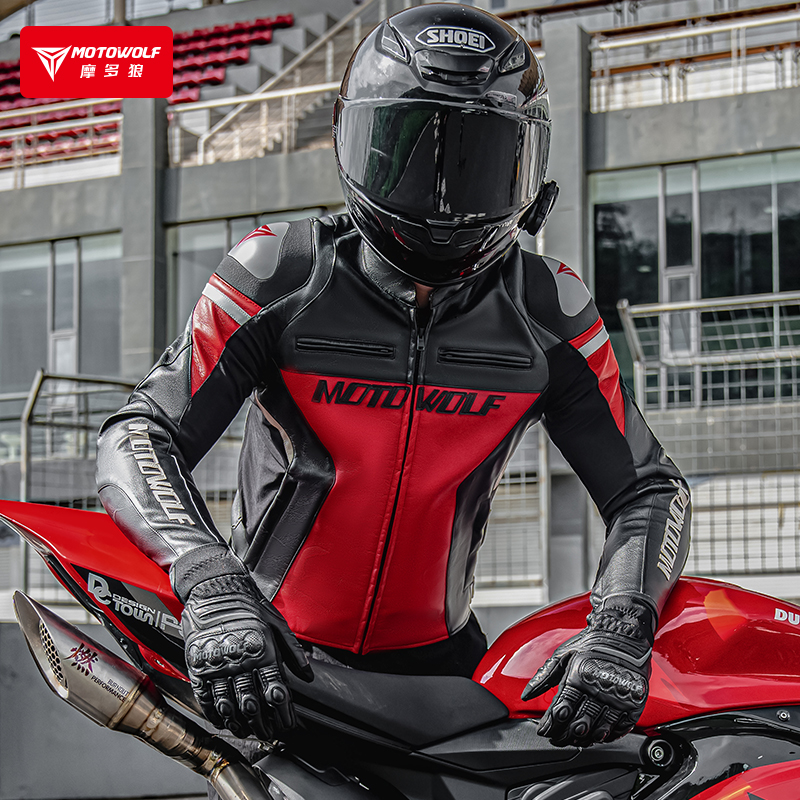 CHAQUETA DE CUERO CLASICA PARA MOTOCICLETA PROTECCIONES CE1 MOTOWOLF JM2 - 6