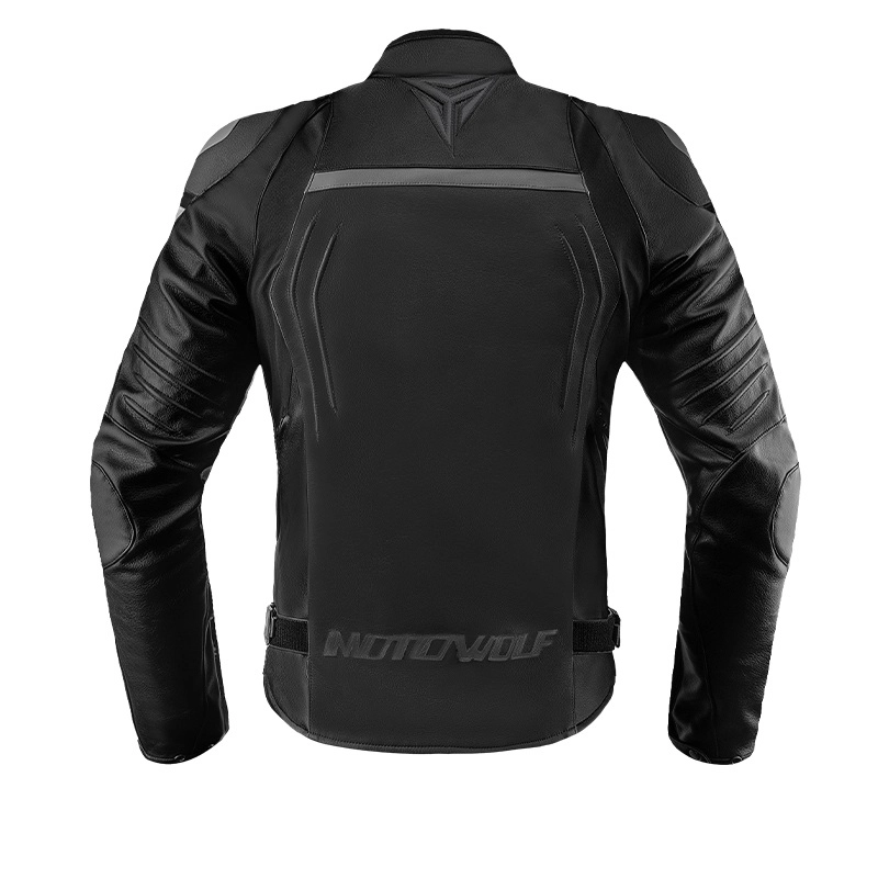 CHAQUETA DE CUERO CLASICA PARA MOTOCICLETA MOTOWOLF JM2 - 3