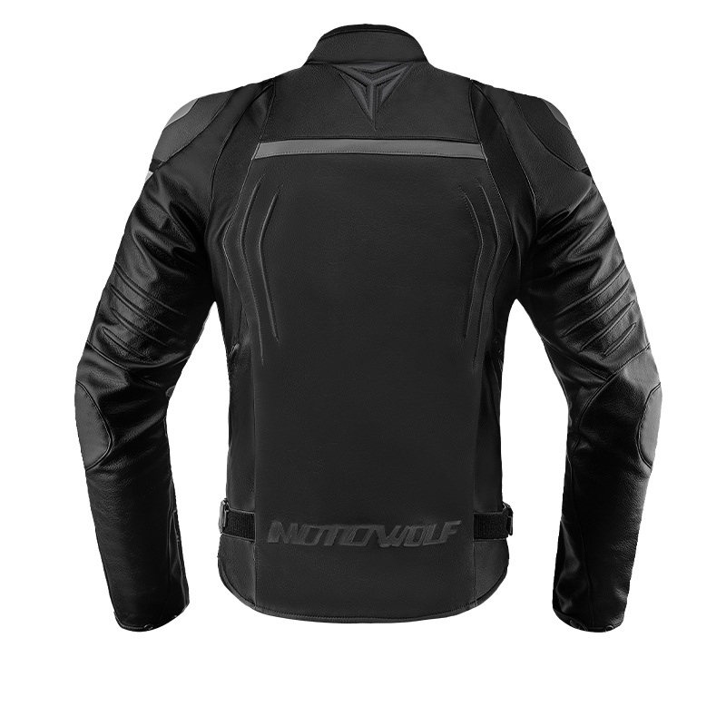 CHAQUETA DE CUERO CLASICA PARA MOTOCICLETA MOTOWOLF JM2 - 3