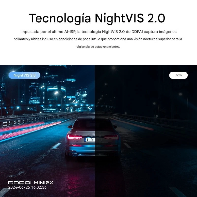 CAMARA PARA VEHICULO 2K QHD 1440P LENTE 360º NIGHTVIS 2.0 AI WIFI DDPAI MINI2X - 5