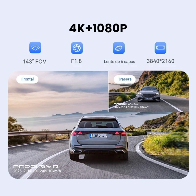 CAMARA DE VEHICULO FRONTAL 4K GPS ADAS DDPAI Z50 PRO - 7