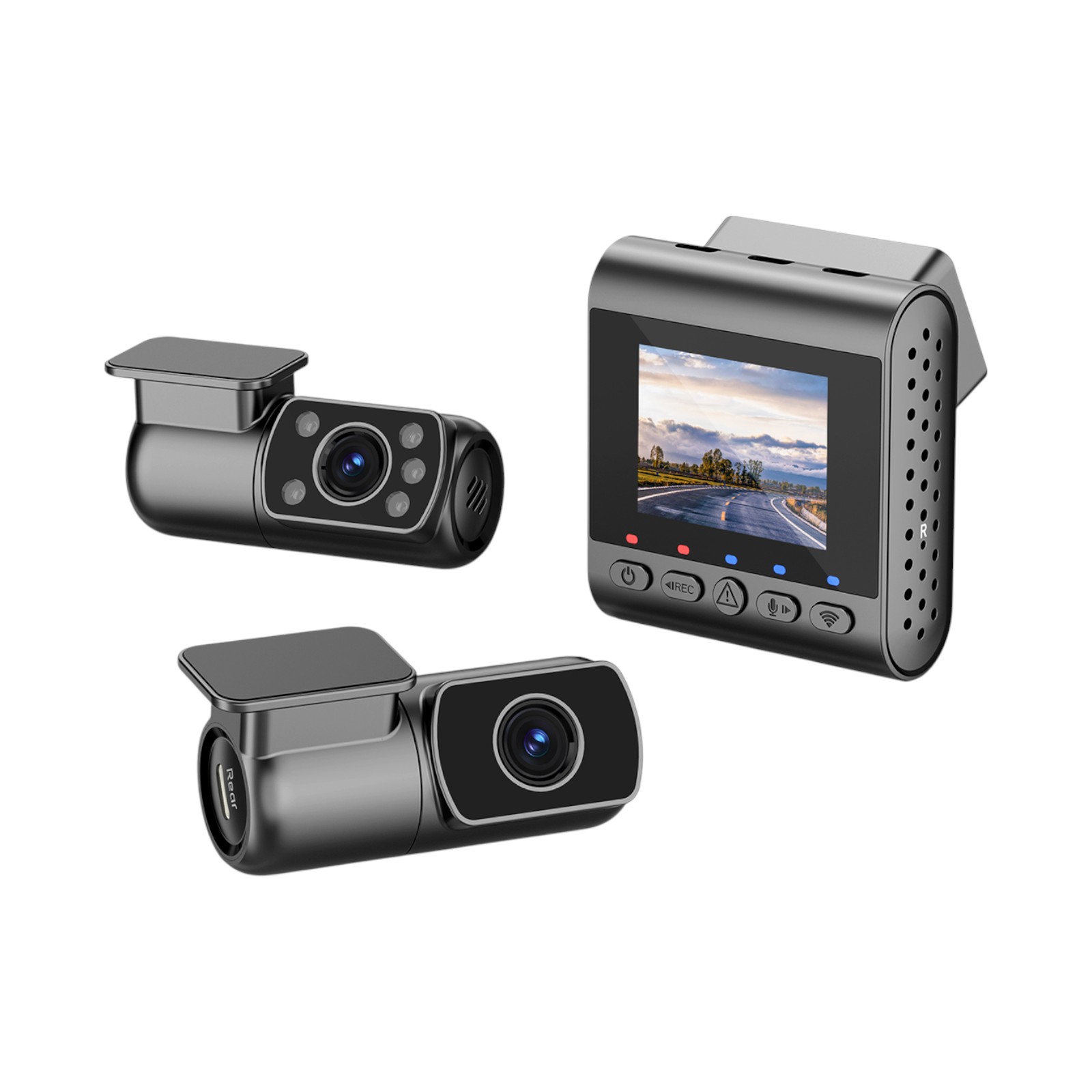 SET TRIPLE CAMARA PARA VEHICULO FRONTAL 4K TRASERA INTERIOR 1080P SJCAM M60-3CH - 4