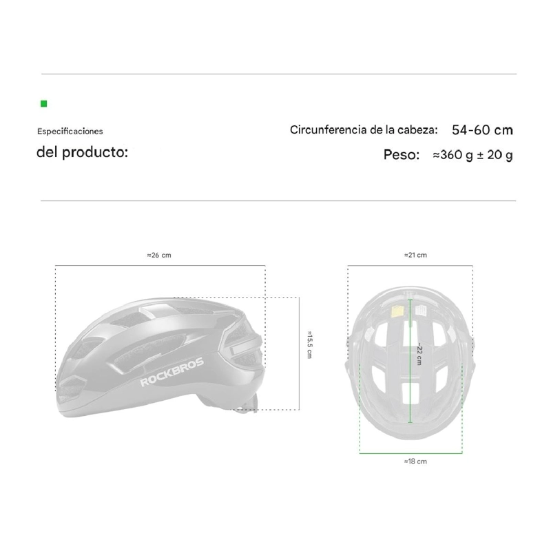 CASCO PARA CICLISMO CON FARO FRONTAL LUZ TRASERA REMOTO ROCKBROS ZK-031 - 6