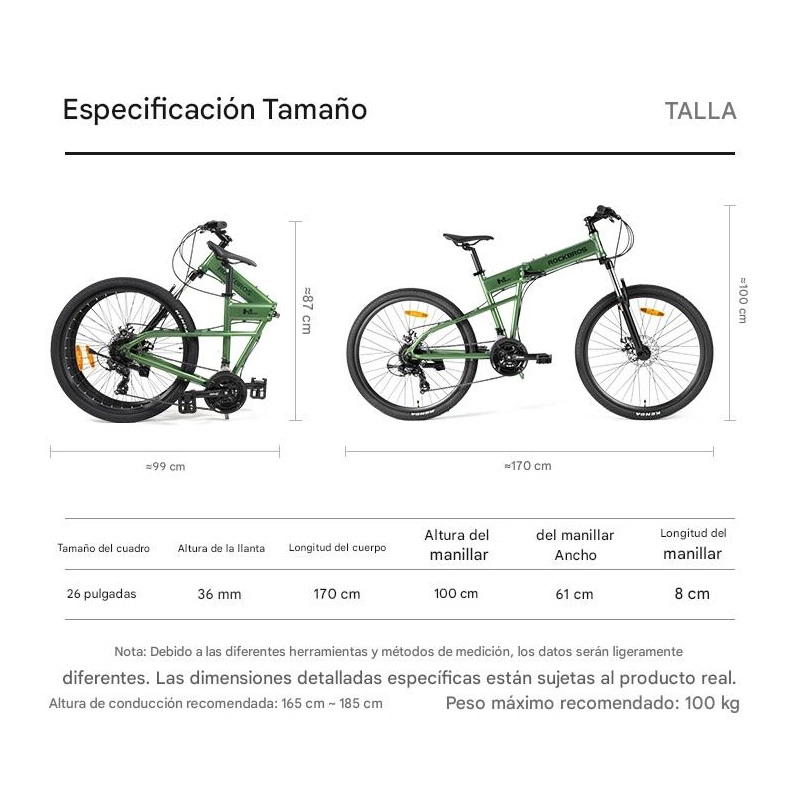 BICICLETA MONTAÑA 8 VELOCIDADES CUADRO ALUMINIO ARO 26 ROCKBROS SGD26EE - 2