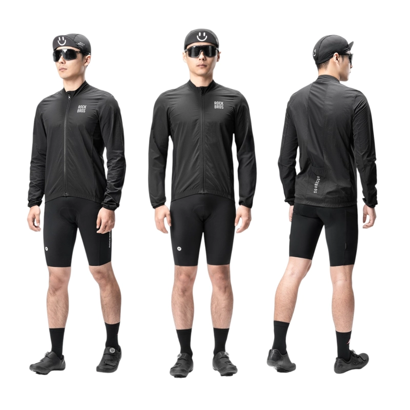 CHAQUETA CORTAVIENTO CICLISMO NEGRO ROCKBROS YPW071 - 4
