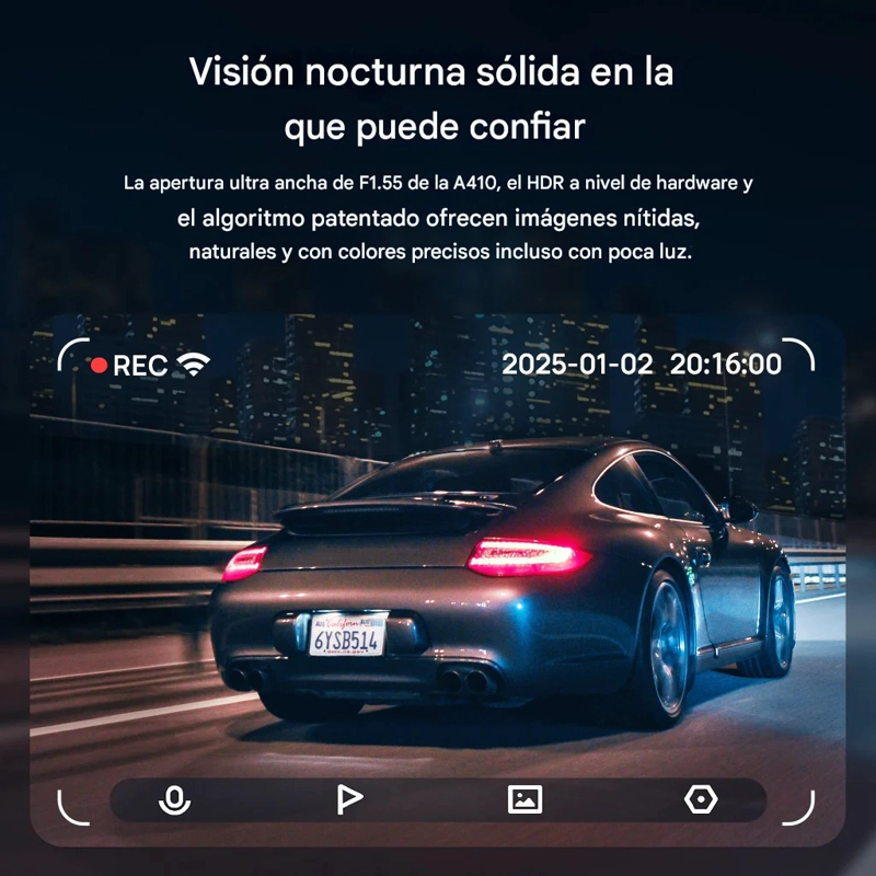 CAMARA PARA VEHICULO 2.5K HDR GPS ADAS NIGHTVIS WI-FI 70MAI A410 - 6