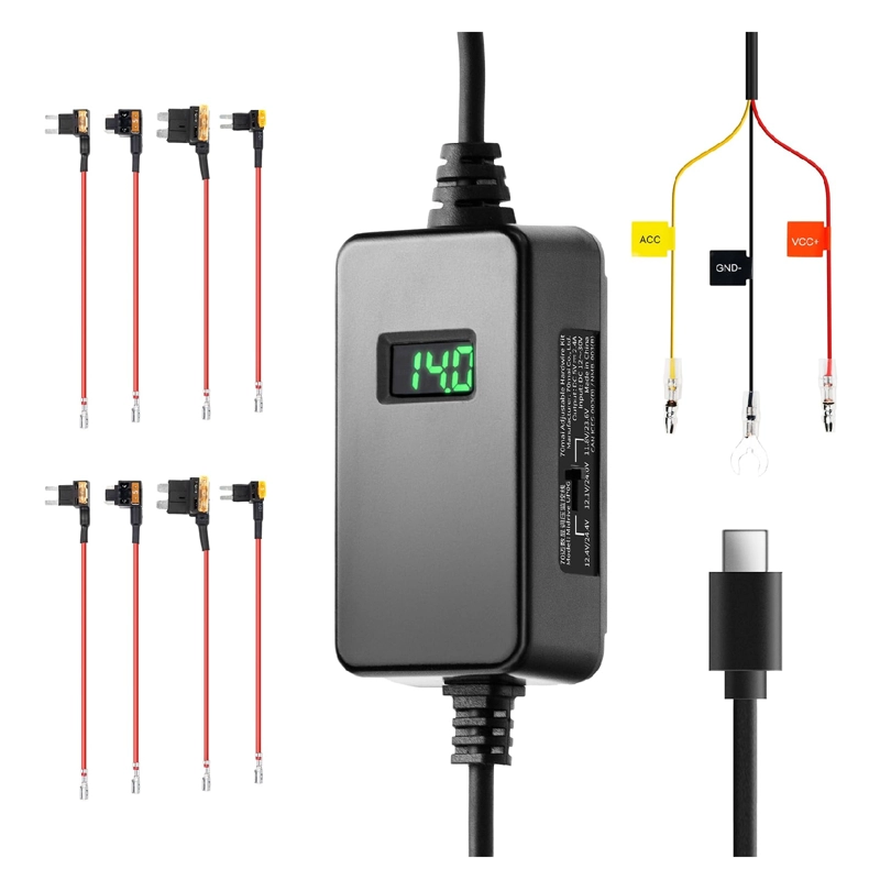 KIT DE CABLEADO ENERGIA AJUSTABLE 70MAI UP06 TIPO-C 12–30V – PARKING 24H CON MONITOR DE VOLTAJE - 4