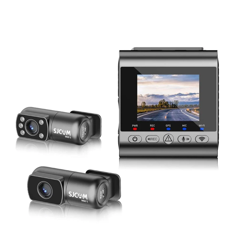 SET TRIPLE CAMARA PARA VEHICULO FRONTAL 4K STARVIS 2 TRASERA INTERIOR 1080P SJCAM M60S-3CH - 4
