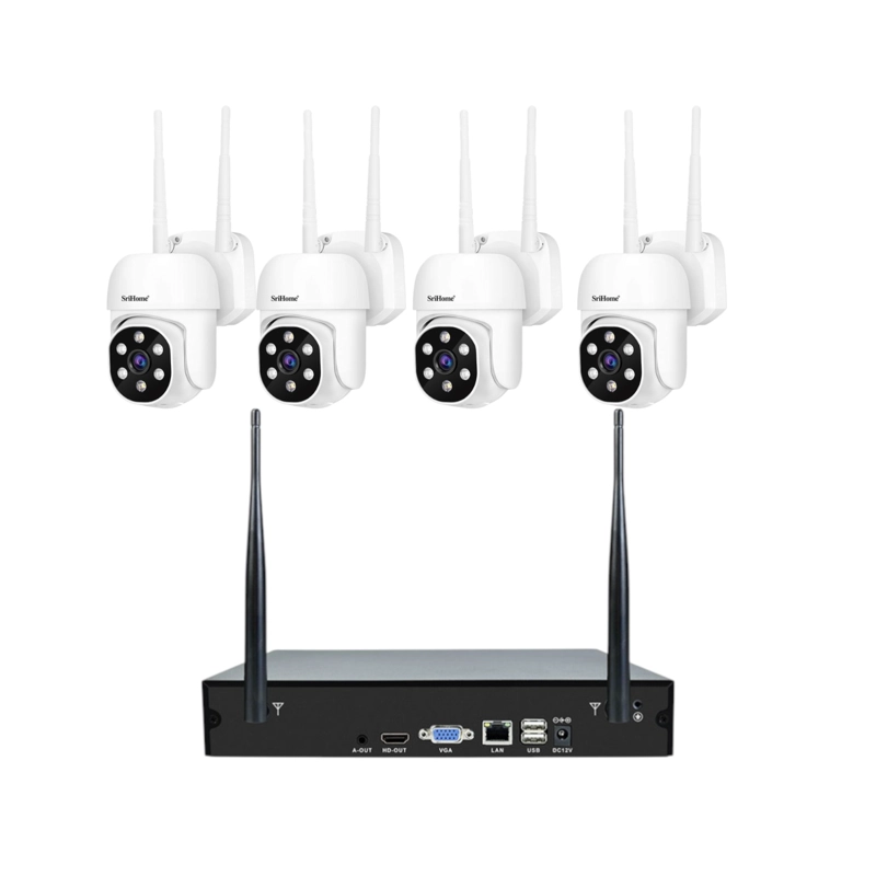 KIT NVR SRIHOME 4 CAMARAS IPC030 PTZ WIFI + NVR NVS001 8CH - 4