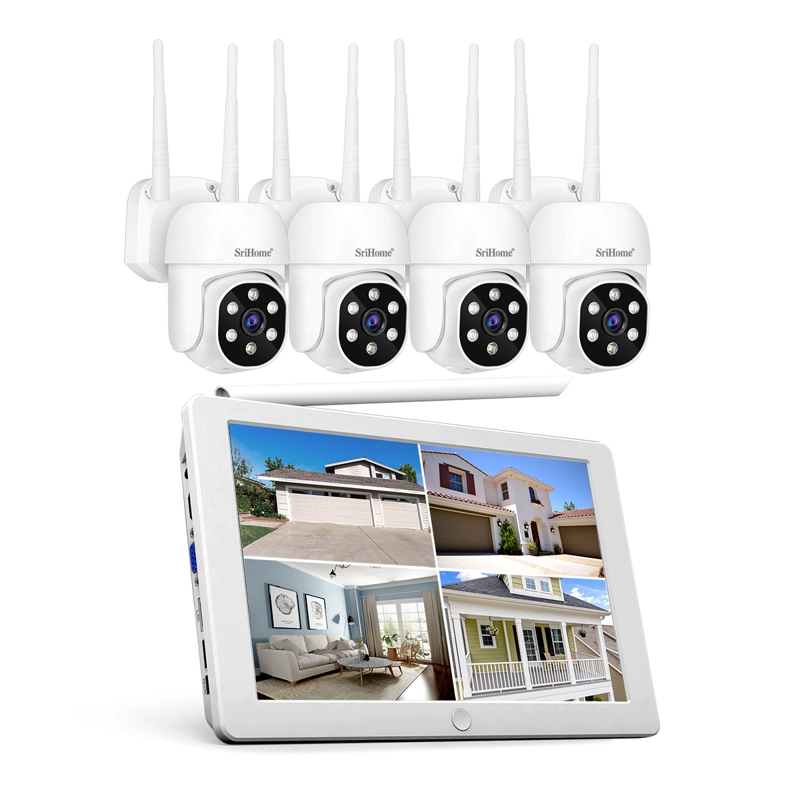 KIT NVR SRIHOME 4 CAMARAS IPC030 PTZ WIFI 2MP + NVR NVS009 CON PANTALLA 8CH - 2