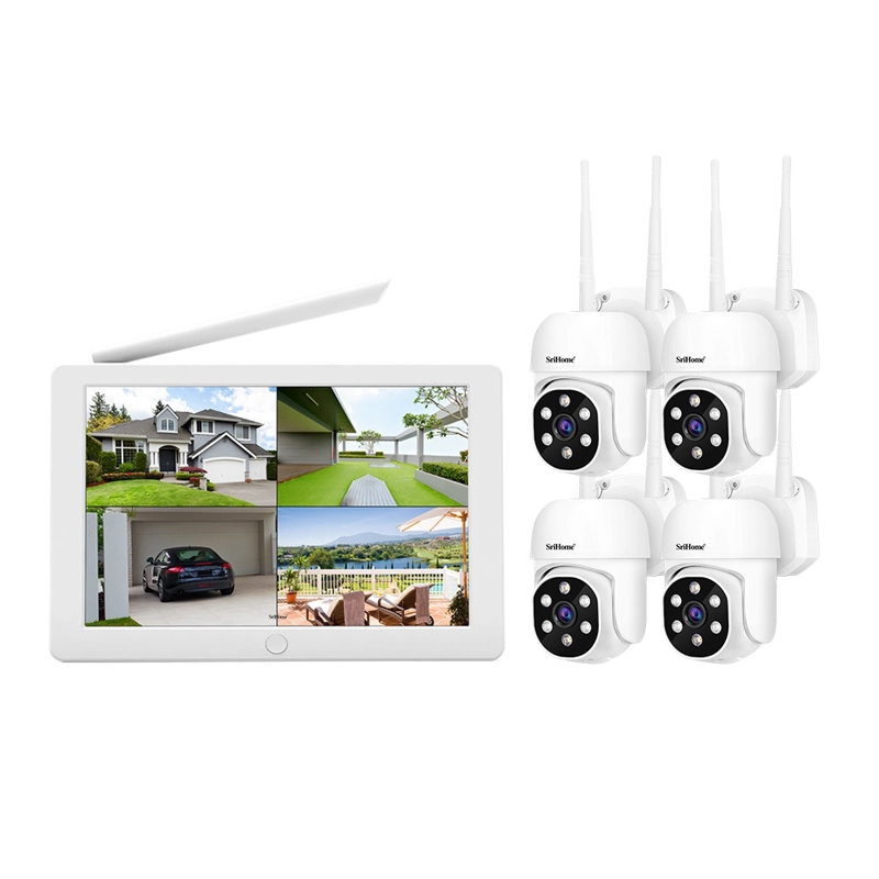 KIT NVR SRIHOME 4 CAMARAS IPC030 PTZ WIFI 2MP + NVR NVS009 CON PANTALLA 8CH - 4