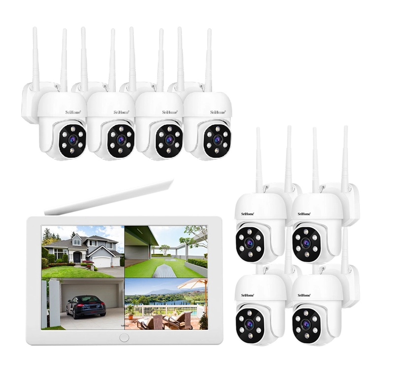 KIT NVR SRIHOME 8 CAMARAS IPC030 PTZ WIFI 2MP + NVR NVS009 CON PANTALLA 8CH - 2