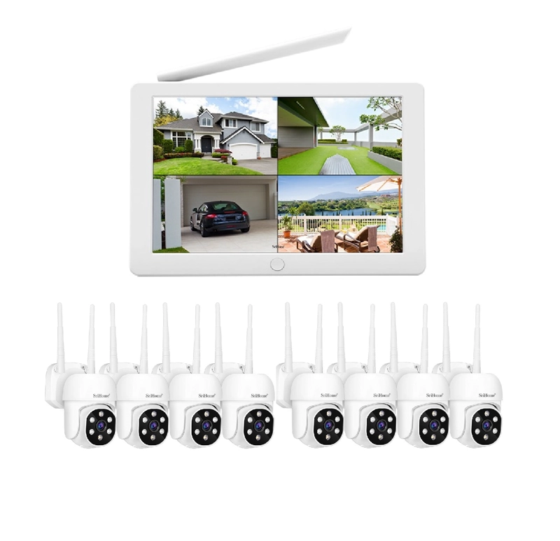KIT NVR SRIHOME 8 CAMARAS IPC030 PTZ WIFI 2MP + NVR NVS009 CON PANTALLA 8CH - 4