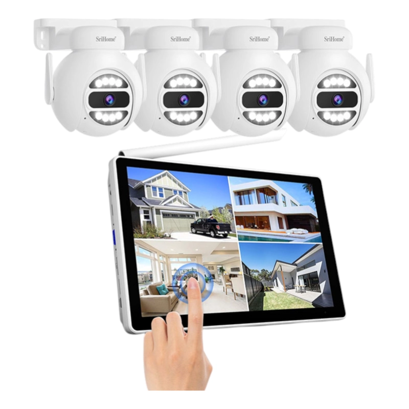 KIT NVR SRIHOME 4 CAMARAS IPC047 PTZ WIFI + NVR NVS010 CON PANTALLA 8CH - 4