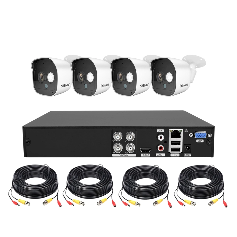KIT XVR SRIHOME NVS008 4 CAMARAS AH029 1080P CON AUDIO Y VISION NOCTURNA A COLOR - 2