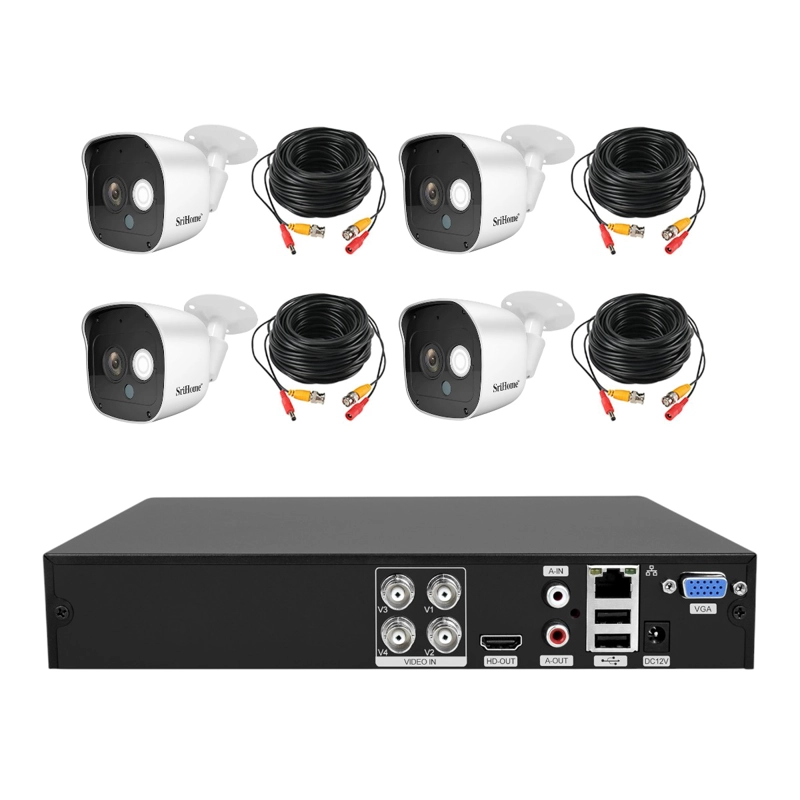 KIT XVR SRIHOME NVS008 4 CAMARAS AH029 1080P CON AUDIO Y VISION NOCTURNA A COLOR - 4