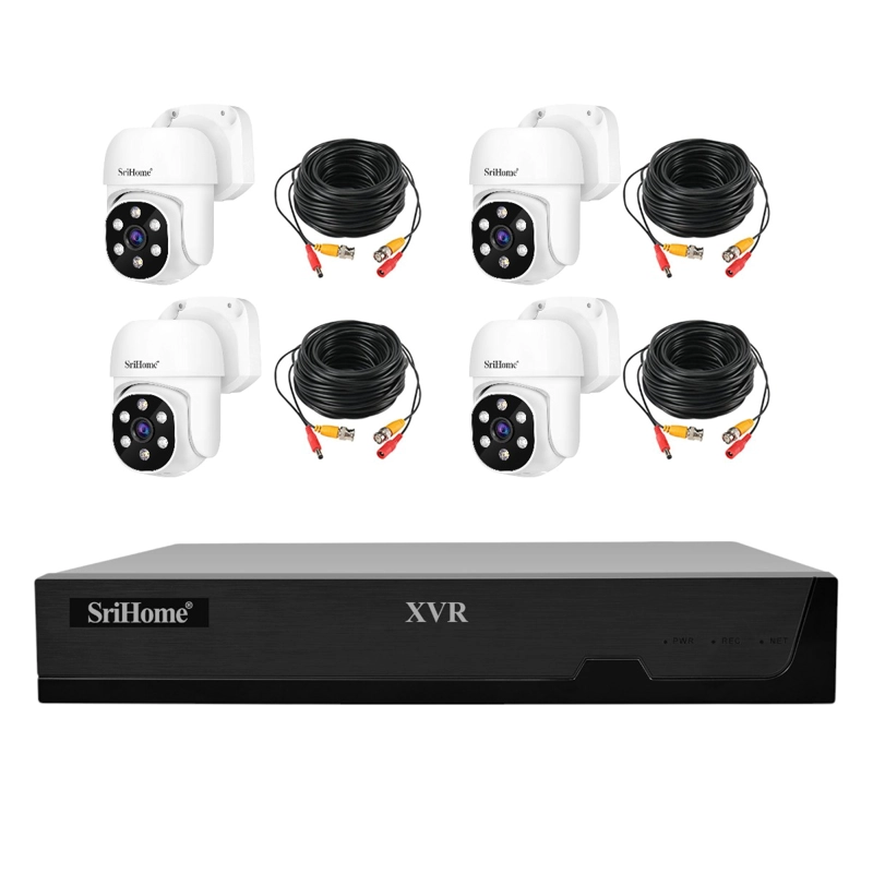 KIT XVR SRIHOME 4 CAMARAS AHD030 PTZ + XVR NVS008  CON AUDIO Y VISION NOCTURNA A COLOR - 2